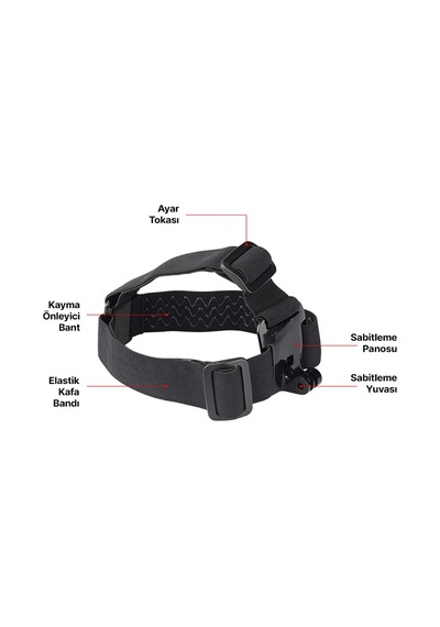 Gopro Aksiyon Kamera İle Uyumlu Kafa Bandı Head Strap Tutucu Siyah