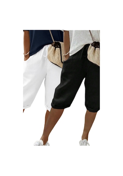 Cool Tarz Kadın 2li Set Siyah Beyaz Beli Lastikli Rahat Kesim Kapri Şort Beyaz - Siyah Beyaz - Siyah Cool Tarz Kadın 2li Set Siyah Beyaz Beli Lastikli Rahat Kesim Kapri Şort Beyaz - Siyah Beyaz - Siyah