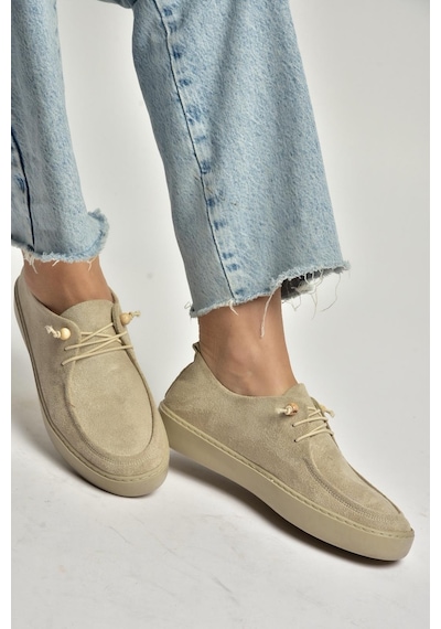 Fox Shoes Y602170902 Bej Süet Bağcıklı Casual Ayakkabı Bej
