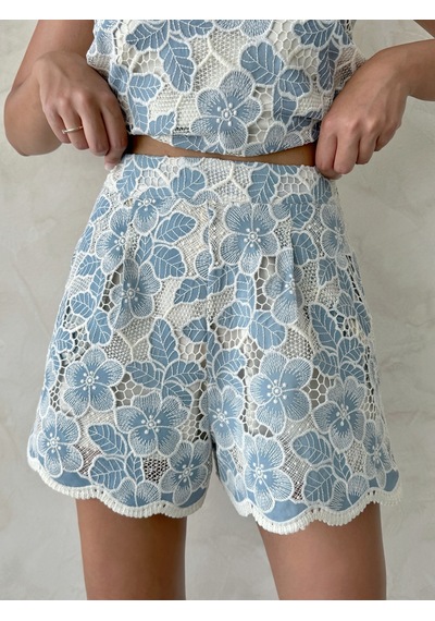 Verymoda Dantel Şort D2919 Mavi