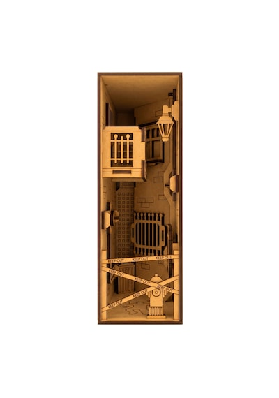 Crime Scene Diorama Book Nook Ahşap Maket Seti Dıy Miniatür Suç Mahalli Peri Led'li Kitaplık Dekoru