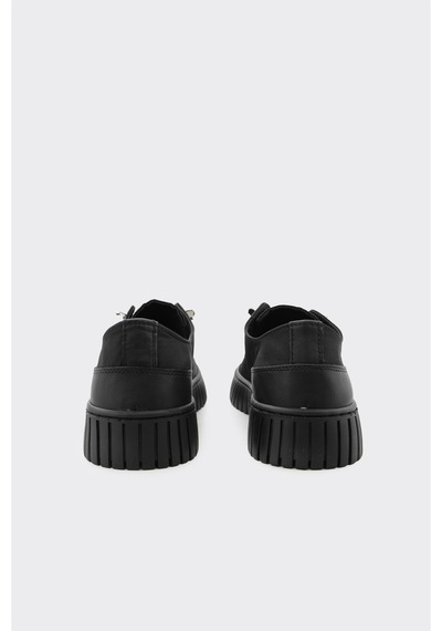 Derinet Lastik Bağcıklı Kadın Sneaker Siyah Siyah