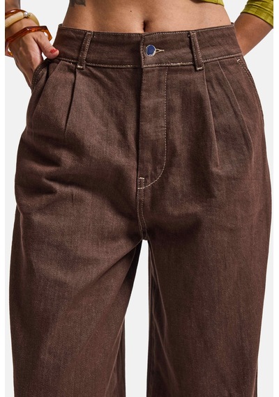 Kadın Kahve 1w6-16 Jogger Ballon Fit Bol Kesim Denim Jean