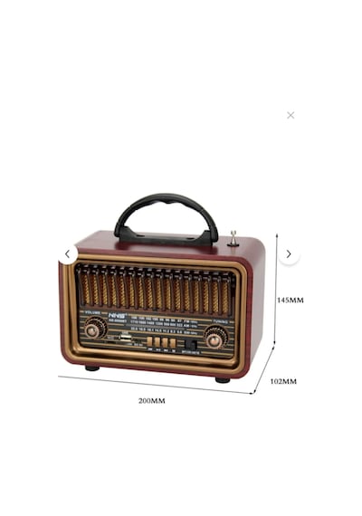 Ns-8069 Retro, Nostaljik, Ahşap Tasarım Bluetooth Hoparlörlü, Şarjlı, Taşınabilir Fm/am Destekli Radyo-448