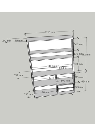 Lizbon Kahve Köşesi + Çok Amaçlı Raflı Kapaklı Dolap - 120cm Renkli