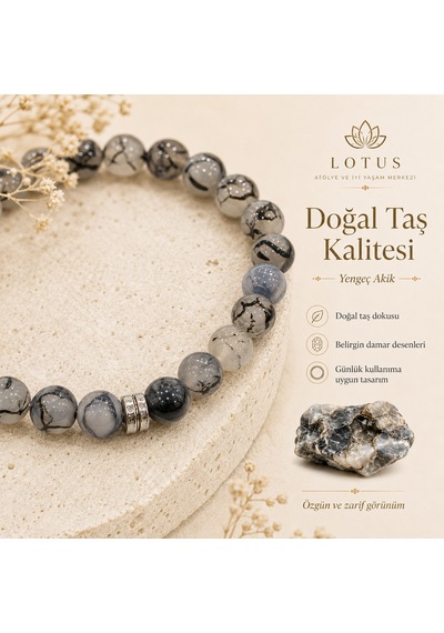 Aura Yengeç Akik Premium Bileklik Yengeç Akik & Hematit Doğal Taş Bileklik
