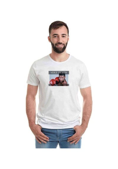 Mike Tyson Tragic Hero By Leslie Baskılı Beyaz Erkek Tshirt