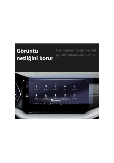Skoda Octavia Uyumlu 10 İnç Araç Ekran Koruyucu Multimedya Nano 9h Kırılmaz Şeffaf