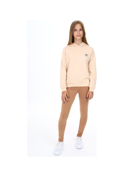 Toontoy Kids Toontoy Kız Çocuk 2'li Takım Baskılı Kapüşonlu Düşük Omuz Sweatshirt & Basic Düz Tayt Bej Toontoy Kids Toontoy Kız Çocuk 2'li Takım Baskılı Kapüşonlu Düşük Omuz Sweatshirt & Basic Düz Tayt Bej