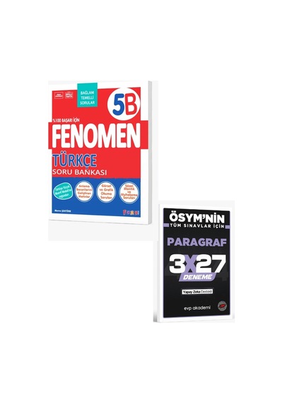 Fenomen 2027 5. Sınıf Türkçe B Fenomen Soru Bankası+ Evp Akademi Paragraf