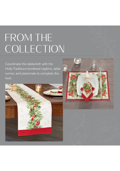 Lexroo Home Fashions Holly Traditions Masa Örtüsü, Kumaş, Dikdörtgen, 152,4 X 304,8 Cm, Çok Renkli