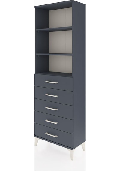 Arges Dolap 3 Raflı 5 Çekmeceli 60x30x182 Antrasit-antrasit Antrasit
