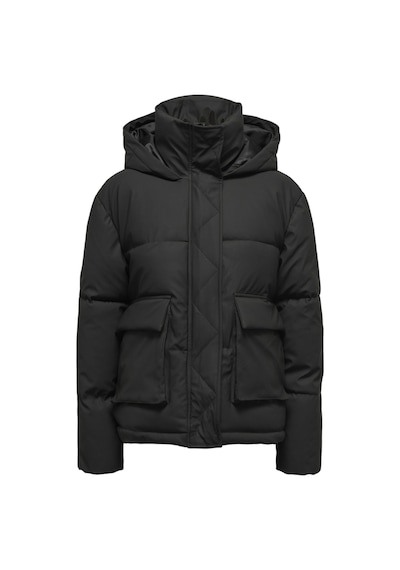Only Kapüşonlu Siyah Kadın Mont Onlsally Raın Short Puffer Otw
