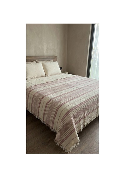 %100 Pamuk 4 Kat Müslin Bataniye Yorgan Pike 220 240 Yatak Örtüsü Pembe - 872847612 Pembe