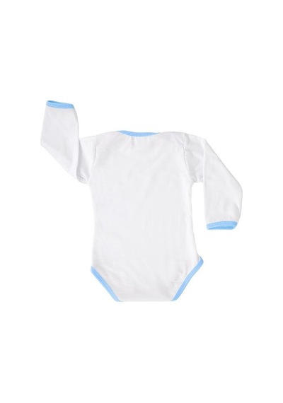 Pamuk Polyester Uzun Kollu Bebek Zıbını Erkek Beyaz
