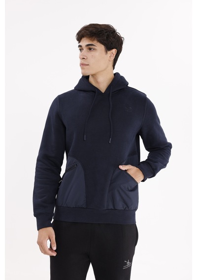 Rowinger Rahat Kalıp Yumuşak İç Yüzeyli Kordonlu Kapüşonlu Sweatshirt Blue