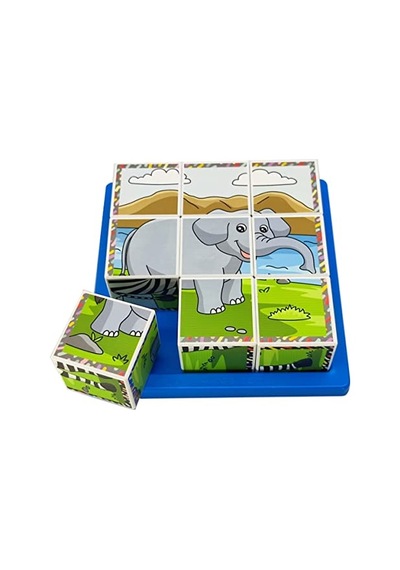 Safari Hayvanları 3d Puzzle - 9 Küp 6 Yapboz