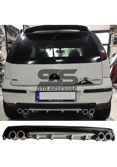 Opel Corsa  C Difüzör Arka Tampon Eki 4 Egzoz Çıkışlı Gri Lüx Tip