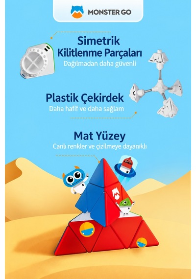 Gan Pyraminx Zeka Küpü Piramit Akıl Oyunu Hız Küpü Stickerless Eğitici Bulmaca