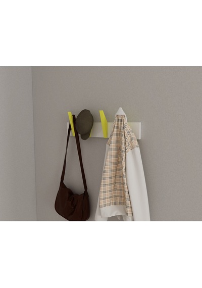 Hepsi3boyutlu Modern Duvar & Kapı Kanca Askılık - 4 Adet Sarı Kanca Askılık - Model No : 4 Sarı