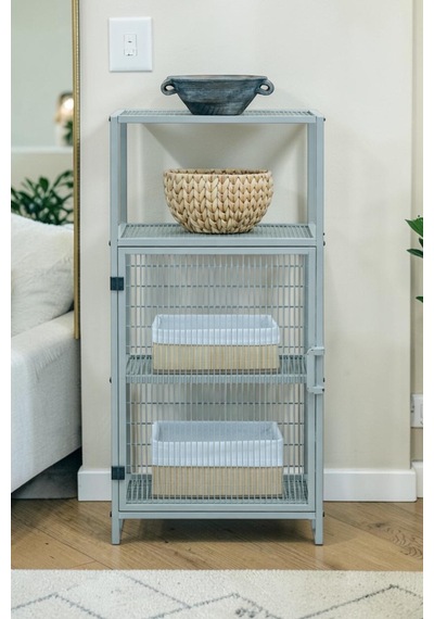 Dekoratif Bej Metal Çok Amaçlı Dolap 4 Raflı Organizer Dekoratif Bej Metal Çok Amaçlı Dolap 4 Raflı Organizer