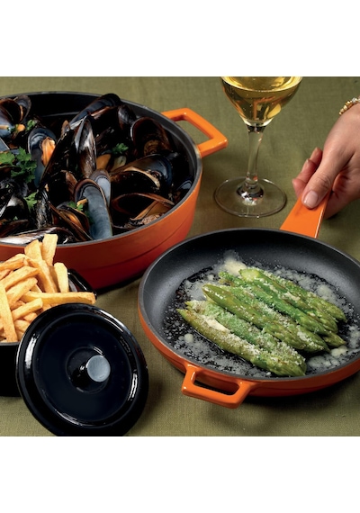Cookware Dökme Demir Emaye Izgara Tava İle Metal Kulp, Yuvarlak, 20 Cm, Yeşil Diğer