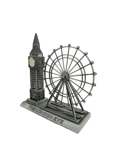 Vintage Metal İngiltere London Big Ben Ve London Eye Biblo Gümüş 20cm