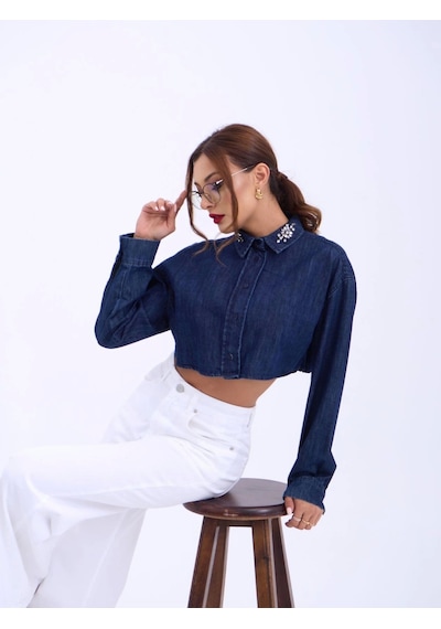 Defymoda 6603 Kot Bluz-mavi Mavi