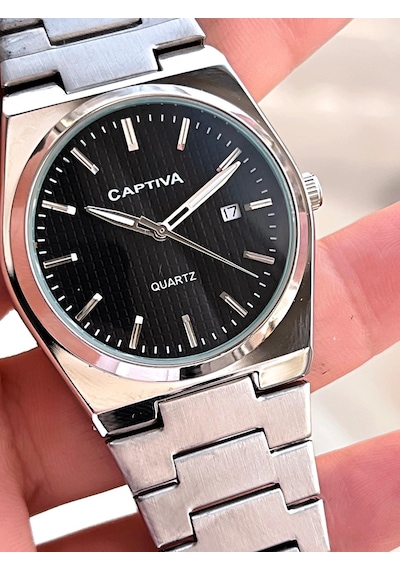 Captiva Çelik Kordon Takvimli Kadran Kutulu Seri Erkek Kol Saati C01.es01