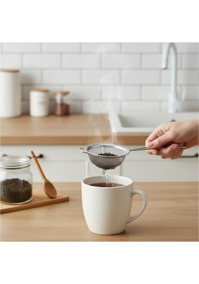 Paslanmaz Çelik Çay Süzgeci İnce Tel Örgü Bitki Çayı Ve Türk Çayı Süzgeci, Ergonomik Saplı, 5 Cm Filtre Çapı çok renkli