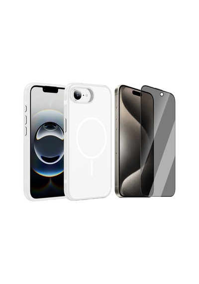 Vendas iPhone 16e Uyumlu Joko Neksa M-safe Kapak + Privacy Cam Ekran Koruyucu Beyaz
