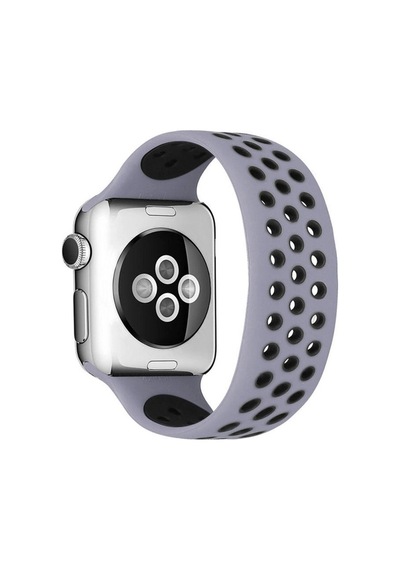 Watch 42mm Ayarlı Delikli Silikon Kordon - Gri-siyah İtdark9622