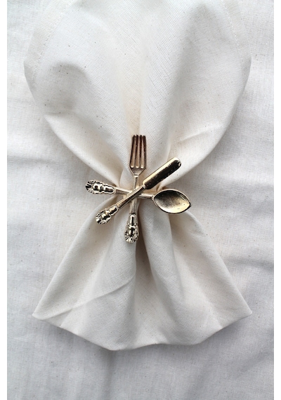 6 Adet Dekoratif Gold Food Style Peçete Halkası - Napkin Ring