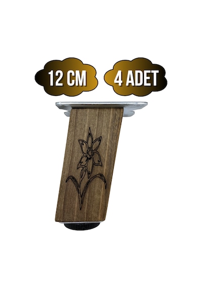 Kale Eğimli Ayarlı Desenli Ahşap Ayak Mobilya Masa Dolap Ayağı 12cm 4 Adet Koyu Ceviz Ceviz A. Ceviz