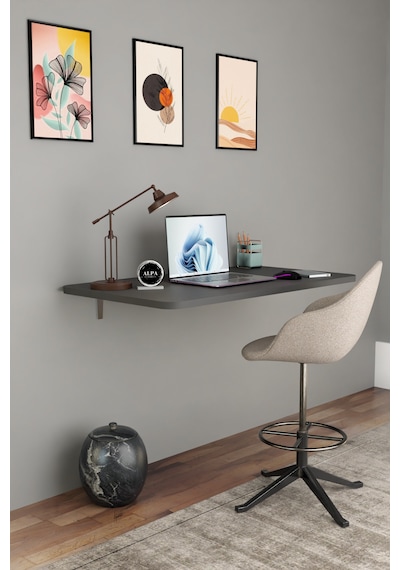 Katlanabilir Duvara Monte Masa - 50x90 Cm Ofis, Ev Çalışma Masası Antrasit