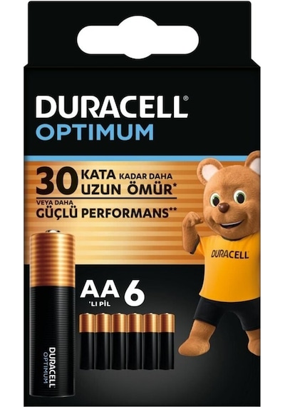 Duracell LR6/MN1500 Optimum AA Alkalin Kalem Piller 1.5 V 6’lı Paket