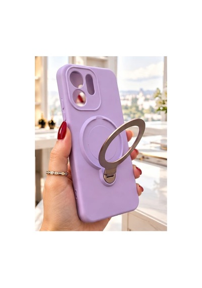 Oppo Reno 13f İle Uyumlu 360 Derece Dönebilen Kalın Metal Magsafe Halka Stantlı İçi Kadife Korumalı Ultra Lüx Premium Silikon Kılıf Lila Oppo Reno 13f İle Uyumlu 360 Derece Dönebilen Kalın Metal Magsafe Halka Stantlı İçi Kadife Korumalı Ultra Lüx Premium Silikon Kılıf Lila