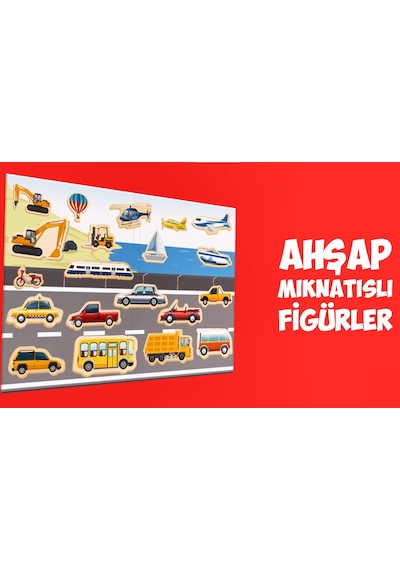 Rossie Ahşap Mıknatıslı Trafik Oyun Seti Mıknatıslı Oyun Alanı