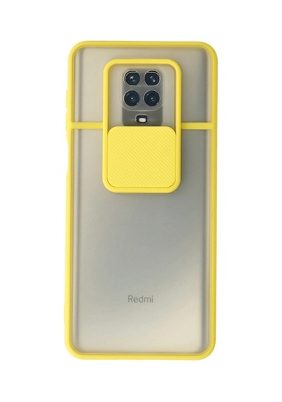 Xiaomi Redmi Note 9 Pro Kılıf Palm Buzlu Kamera Sürgülü Silikon - Sarı Düz Renkli