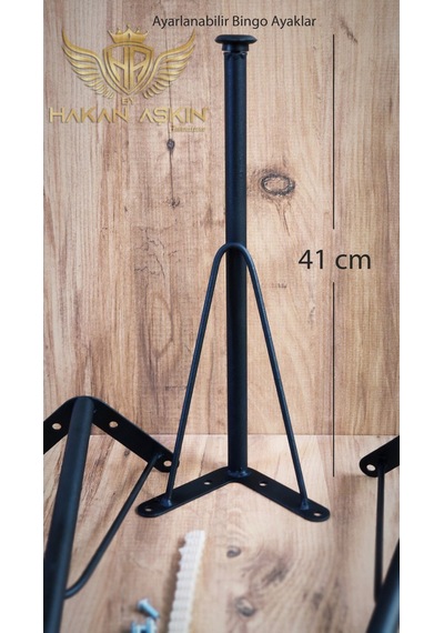 By Hakan Aşkın 40 Cm Metal Siyah Sehpa Firkete Ayağı Ve Takımı 4 Lü Siyah Ayak
