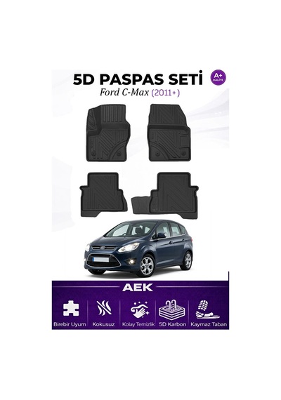 Ford C-max 2011+ Araca Özel Havuzlu "karbon" Paspas Takımı