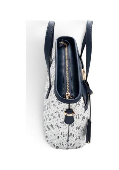 Silver & Polo Silver Polo Beyaz - Lacivert Monogram Kadın El Çantası Sp1185