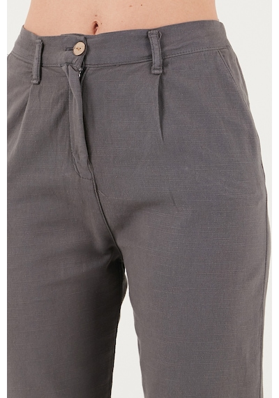Lela Pamuklu Slim Fit Normal Bel Düz Paça Bayan Pantolon 668Y5121 Antrasit