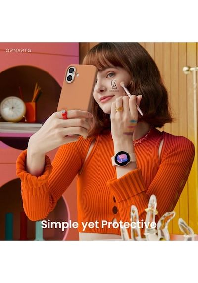 Apple Uyumlu iPhone 17 Içi Kadife Lansman Kılıf Ve Seramik Tam Kaplayan Cam Ekran Koruyucu Turuncu