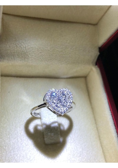 Vog Pırlanta Montür Effective Diamond Kalp Ritmi 925 Ayar Gümüş Sevgiliye Eşe Hediye Yüzük