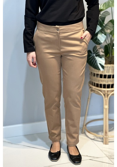 Lale Butik Bilek Boy Kumaş Pantolon 16032 Camel