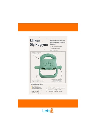 Koyu Yeşil Gıda Sınıfı Silikon Diş Kaşıyıcı Bebekler İçin Eğlenceli Ve