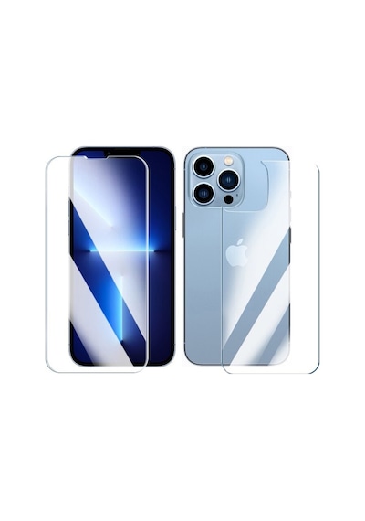 Microcase Apple Uyumlu iPhone 13 Pro Max Ön Ve Arka Tempered Glass Cam Koruma