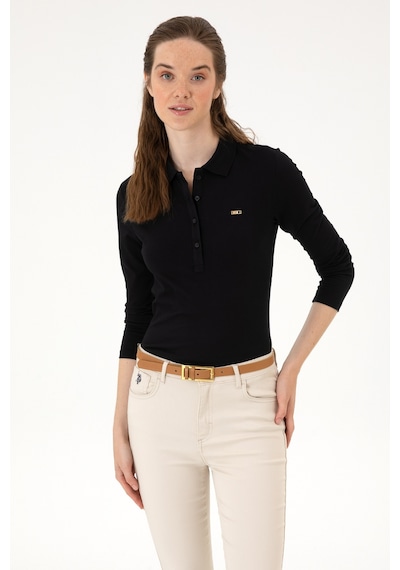 U.S. Polo Assn. Kadın Siyah Basic Polo Yaka Sweatshırt 50313593-VR046