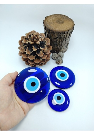 Üçlü Deliksiz Nazar Boncuğu Seti 9-7-5 Cm El Yapımı Dekoratif Set